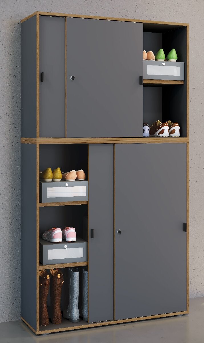 VCM Botník s posuvnými dveřmi „Salia“ B100 5dílná, antracitová