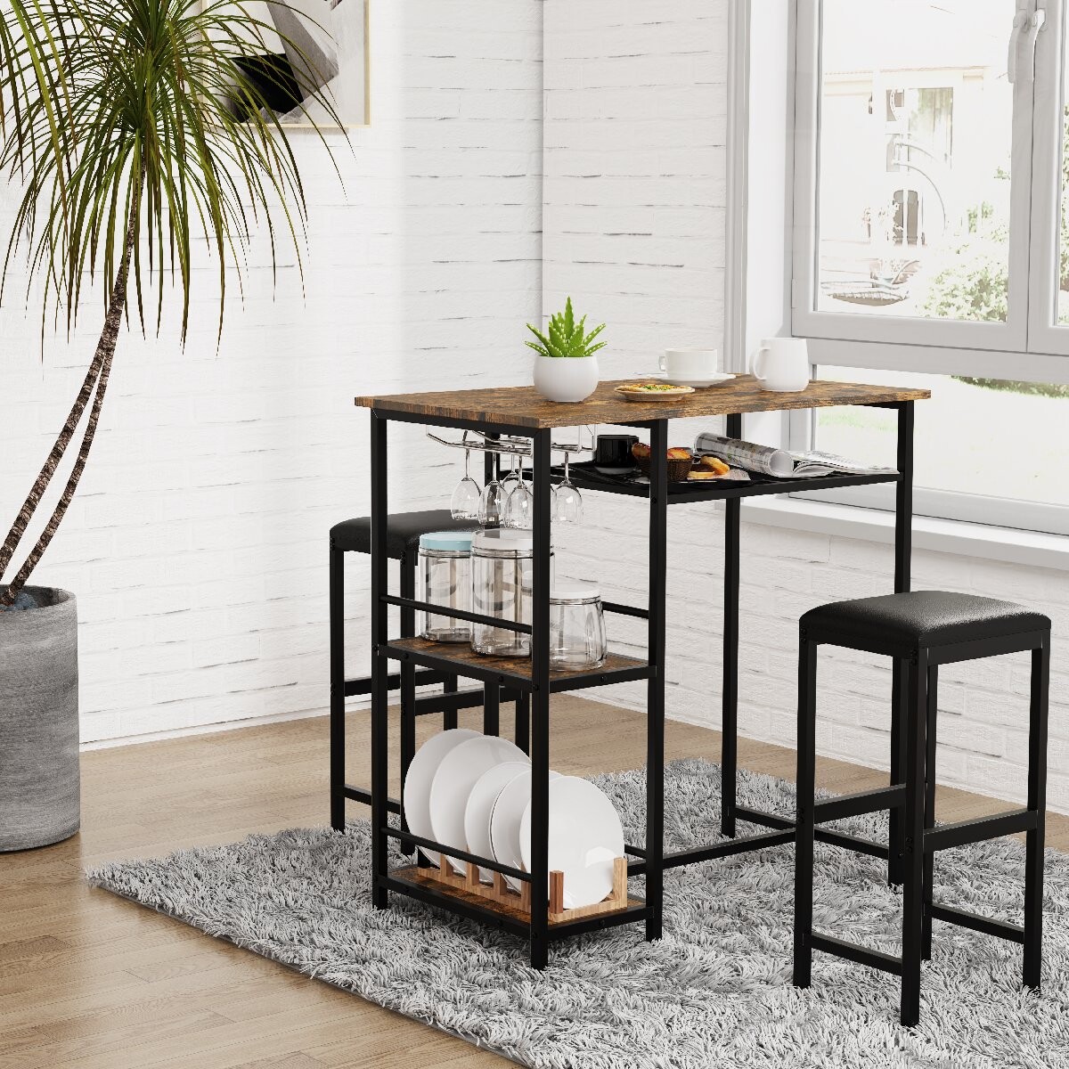 VCM Barový stůl „Kolari“, dub vintage