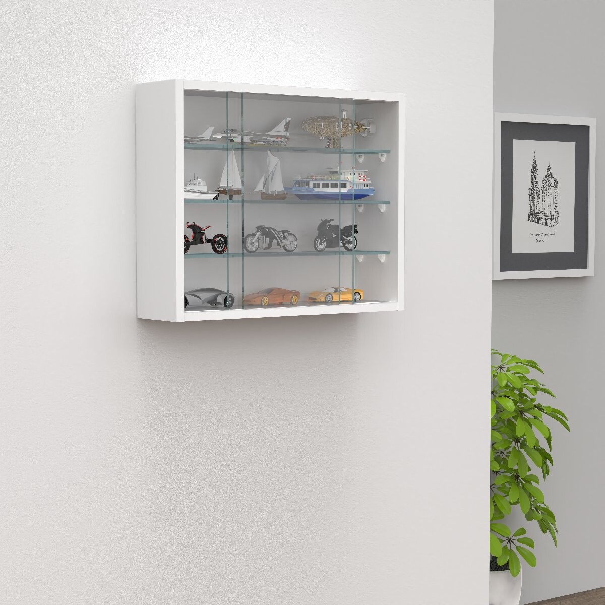 VCM Nástěnná vitrína „Drivalo S“, bílá