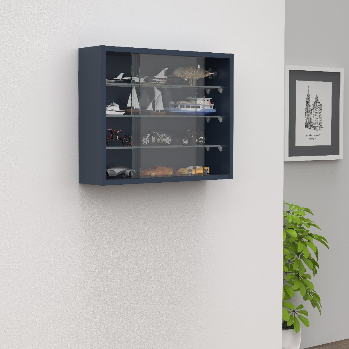 VCM Nástěnná vitrína „Drivalo S“, antracitová