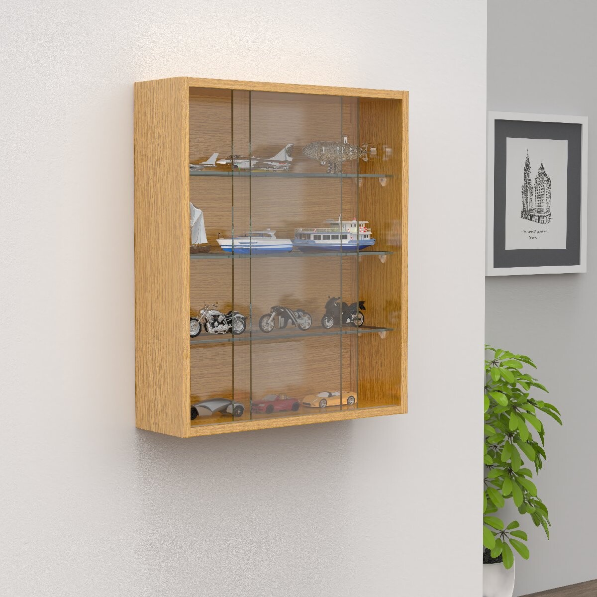 VCM Nástěnná vitrína „Drivalo M“, dub medový