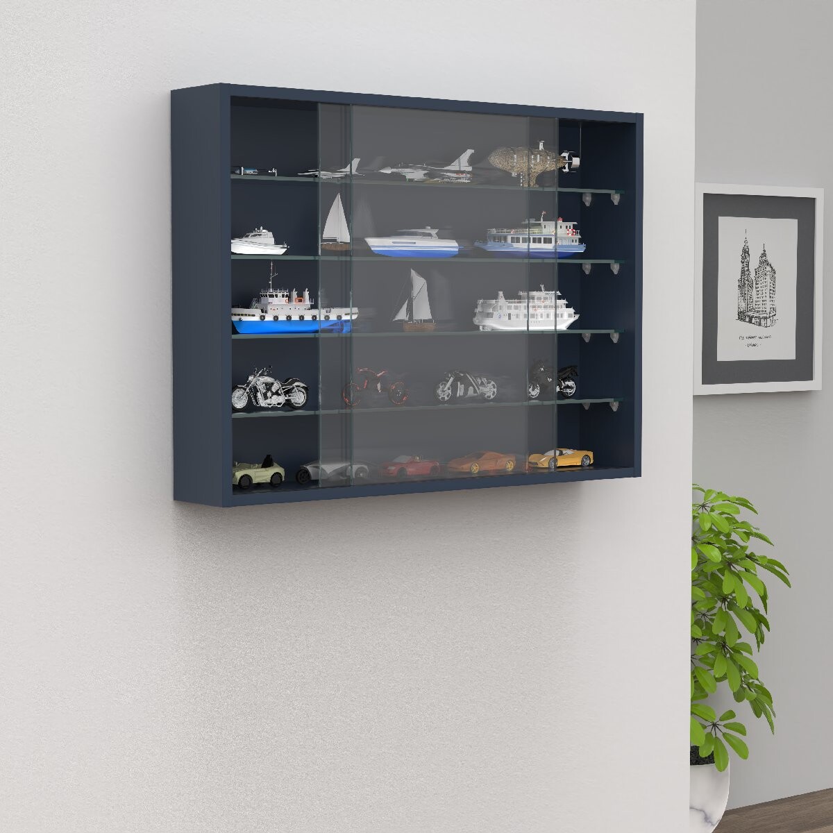VCM Nástěnná vitrína „Drivalo L“, antracitová