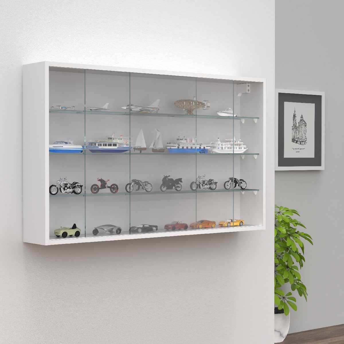 VCM Nástěnná vitrína „Drivalo XL“, bílá