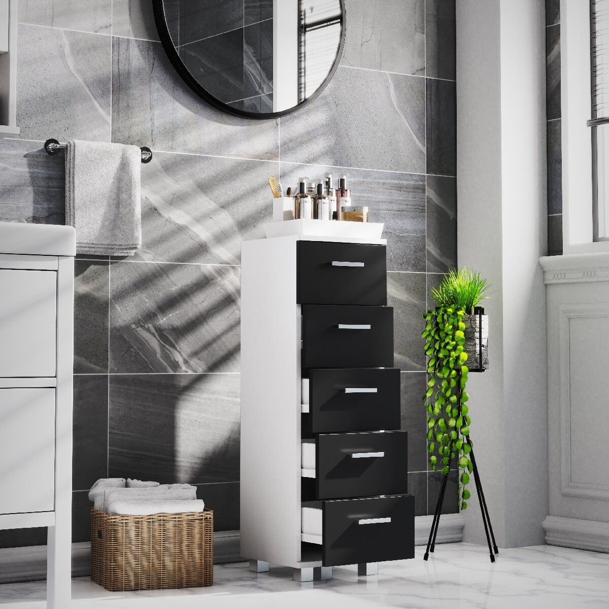 VCM Zásuvková skříňka „Zalo M“, černá