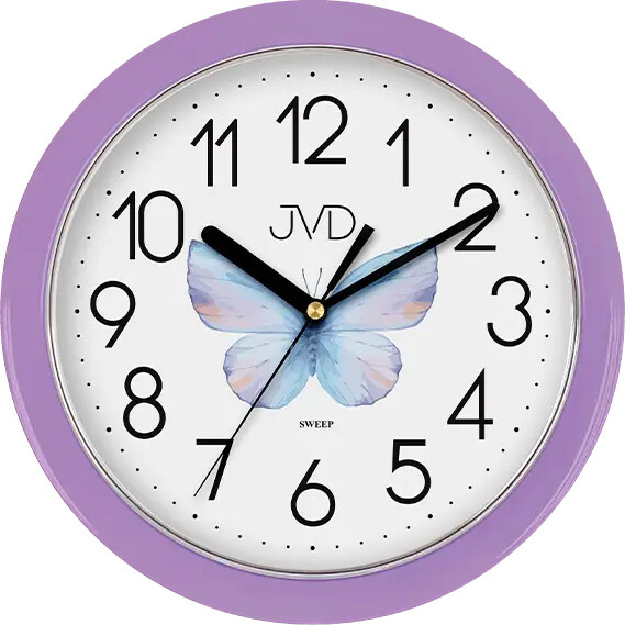 Dětské nástenné hodiny JVD Motýl fialové