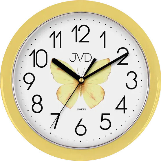 Dětské nástenné hodiny JVD Motýl žluté