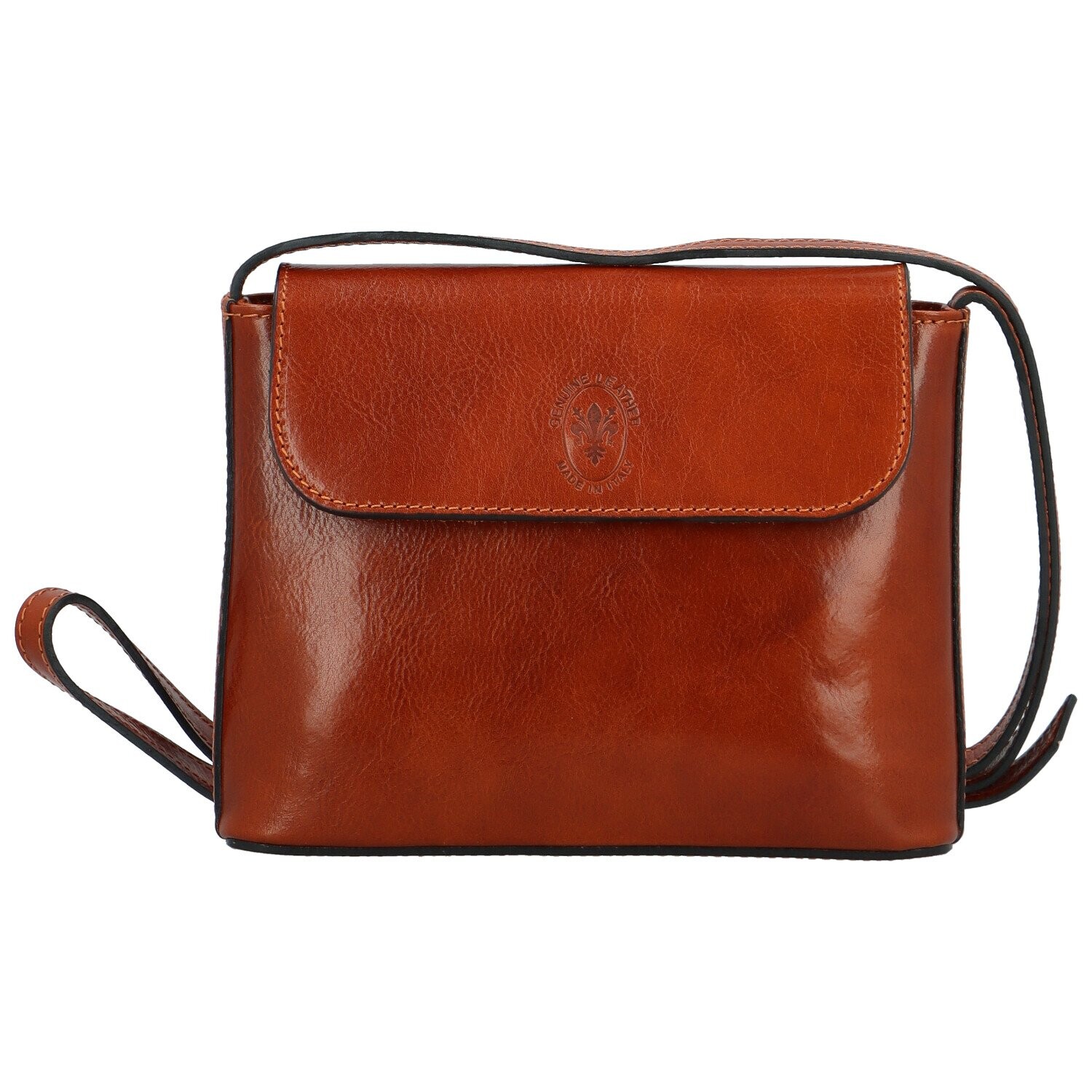 Dámská kožená crossbody kabelka koňaková - Delami Vera Pelle Maryam koňak