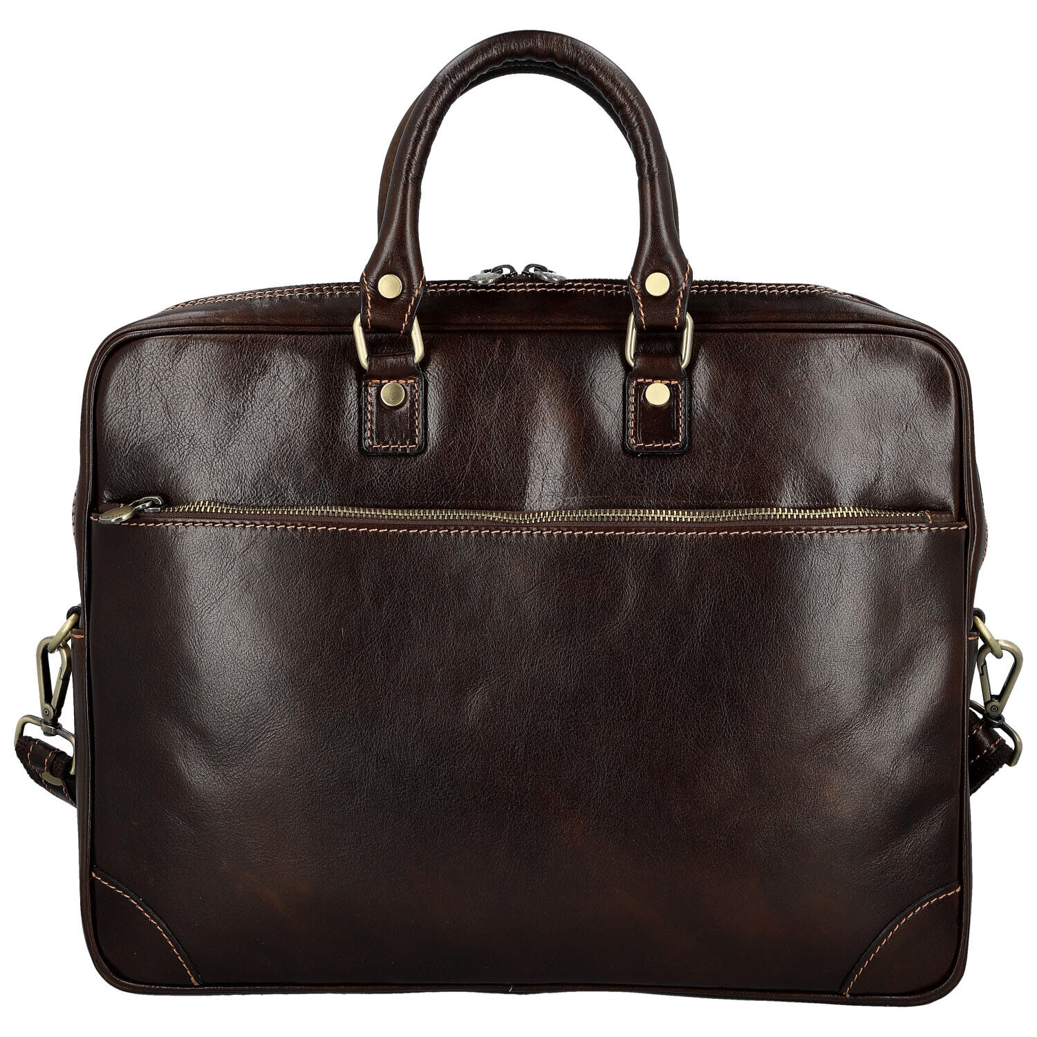 Kožená business taška tmavě hnědá - Delami Vera Pelle Evarist hnědá