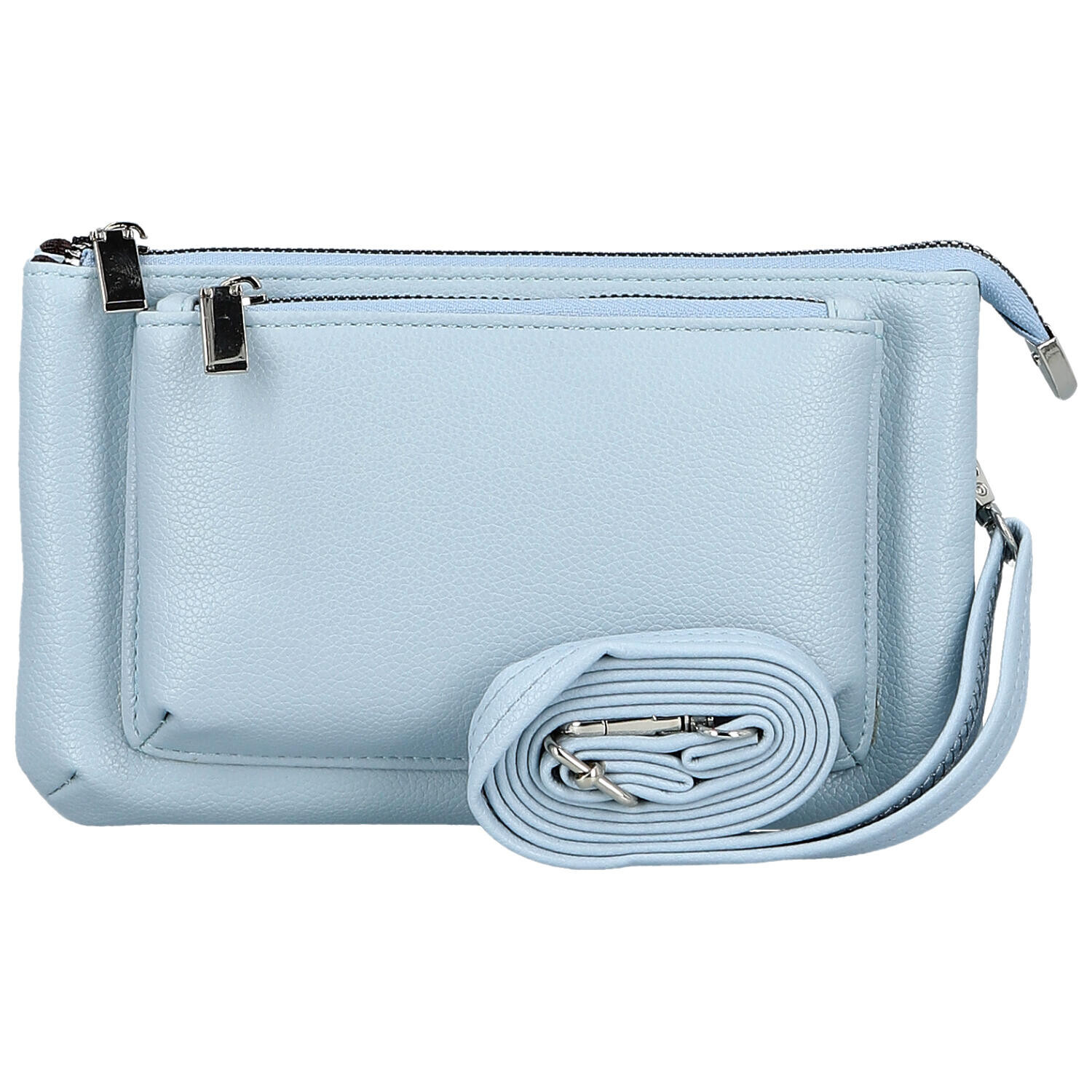 Trendy dámská koženková crossbody kabelka Aksila, světle modrá