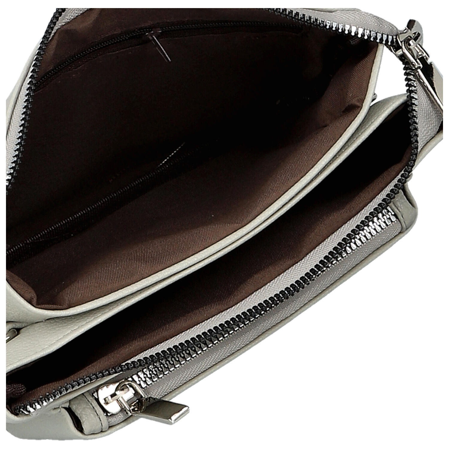 Trendy dámská koženková crossbody kabelka Aksila, světle šedá