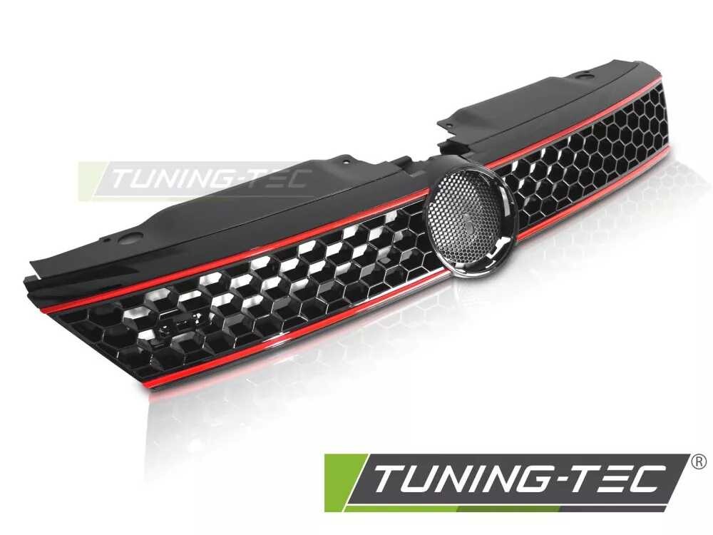 GRILLE SPORT STYLE GLOSSY BLACK with RED LINES fits VW JETTA VI 11-14
