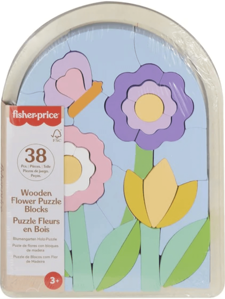 Dřevěné puzzle s květinami