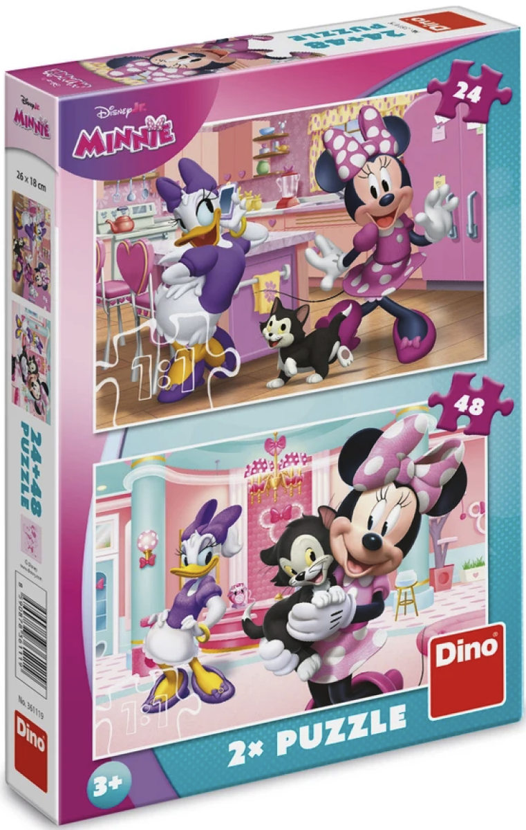 Puzzle Minnie a Figaro 24+48 dílků