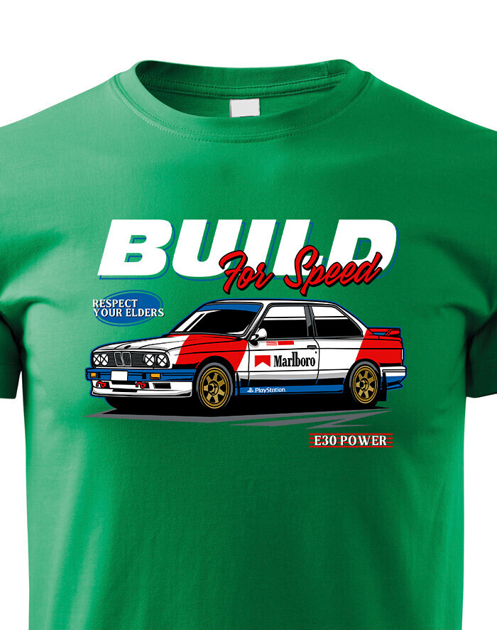 Dětské tričko s potiskem Build for speed - tričko pro milovníky aut