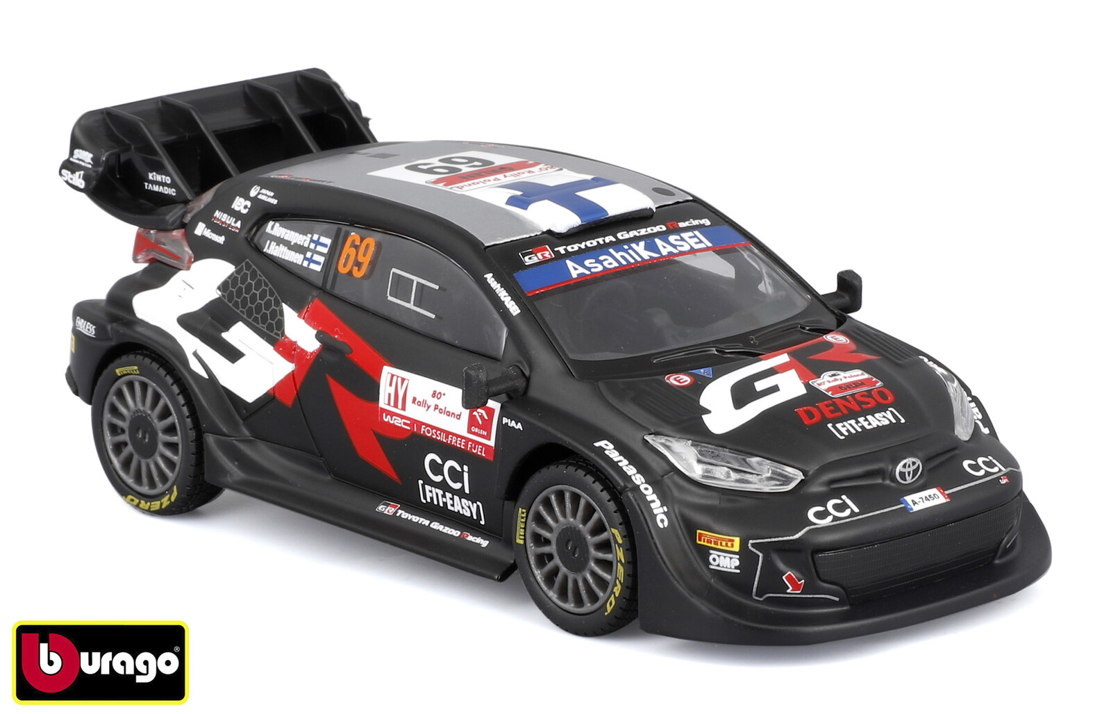 Bburago 1:43 Race Toyota GR Yaris Rally1 Hybrid Nr.69 (Rovanpera) - in decorative box