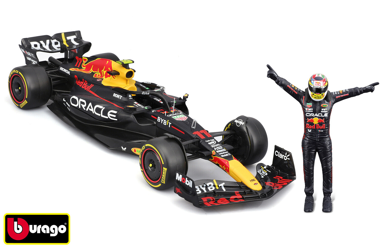 Bburago 1:24 RACE Formula F1 - Red Bull Racing RB19(2023) #11 (Sergio Peréz) -with driver and decora