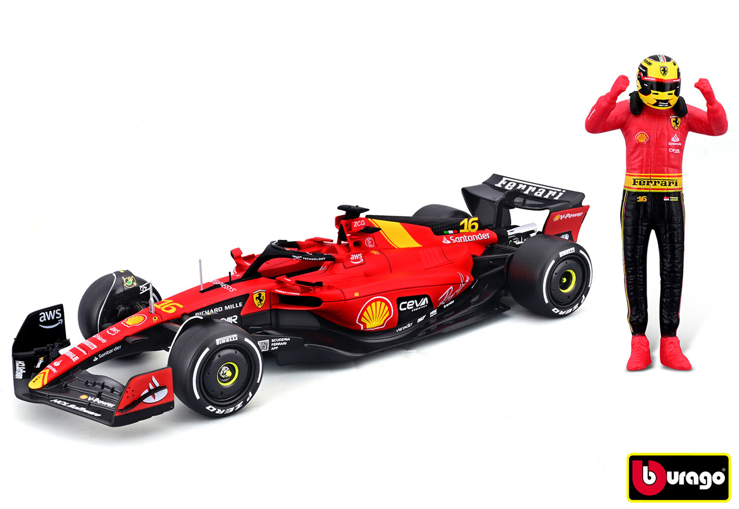 Bburago 1:24 Formula F1 Ferrari Scuderia SF-23 (2023) nr.16 Charles Leclerc  - with driver and decor