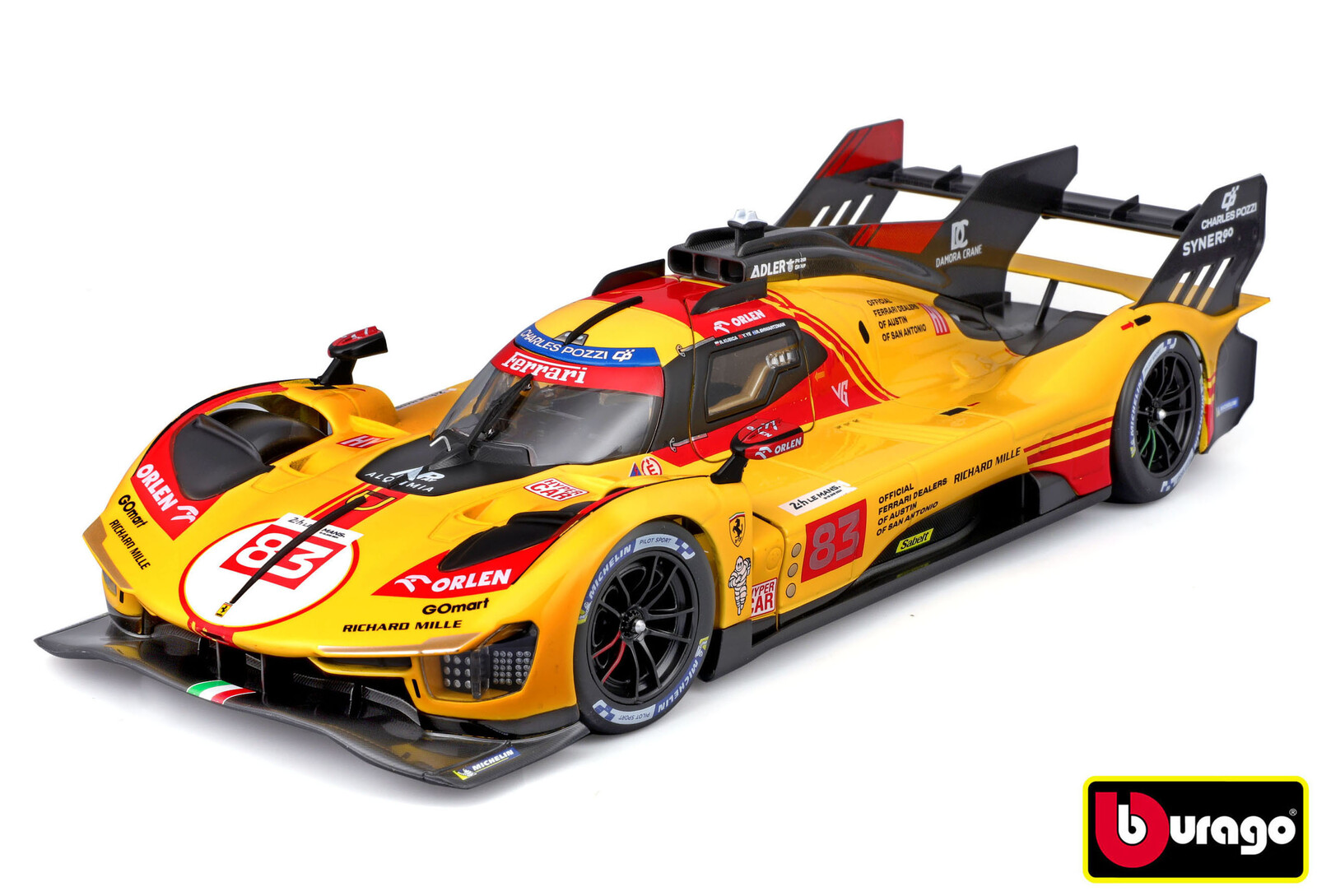 Bburago 1:18 Ferrari Racing 499P nr.83 Yellow 24H Le Mans 2024
