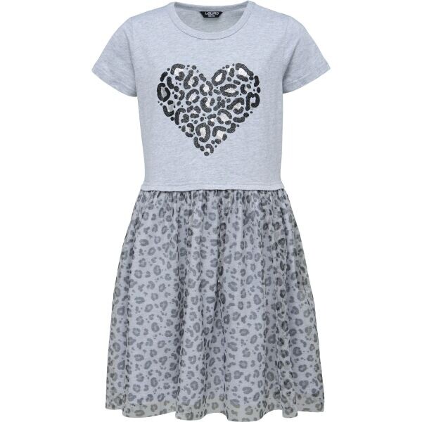 Lewro HARRIET Pohodlné dívčí šaty s tylovou sukní, šedá, velikost 116-122