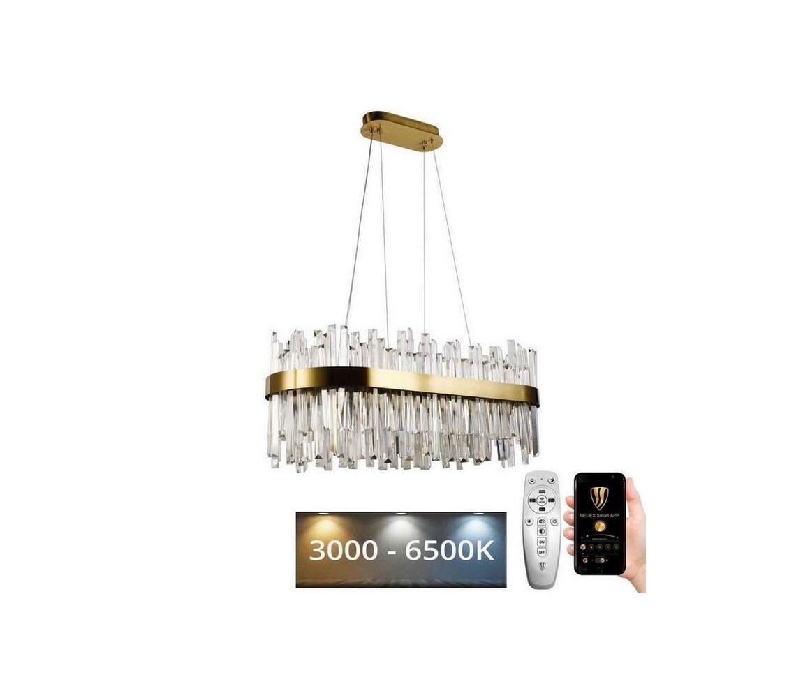 LED Stmívatelný křišťálový lustr na lanku LED/90W/230V + dálkové ovládání J6334/C