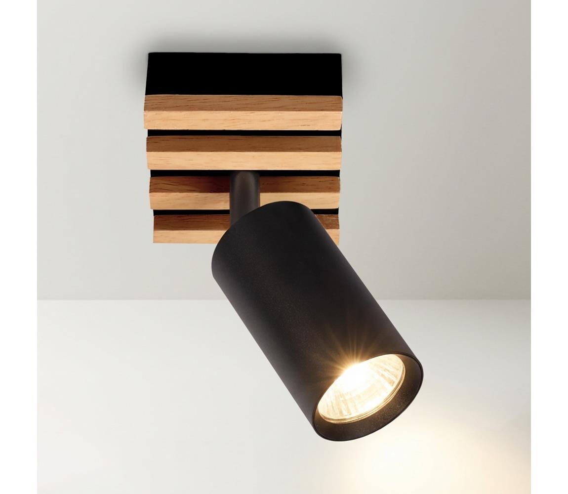 Brilagi - Bodové svítidlo SELE WOOD 1xGU10/30W/230V černá/dřevo WO-OEM-25CF-B01-BK