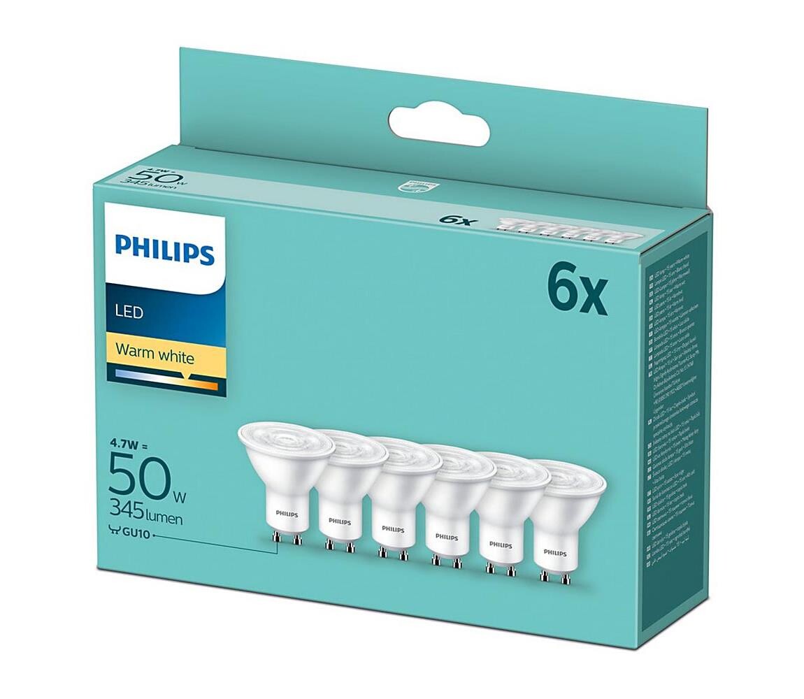 SADA 6x LED Žárovka Philips GU10/4,7W/230V 2700K 8718699774332