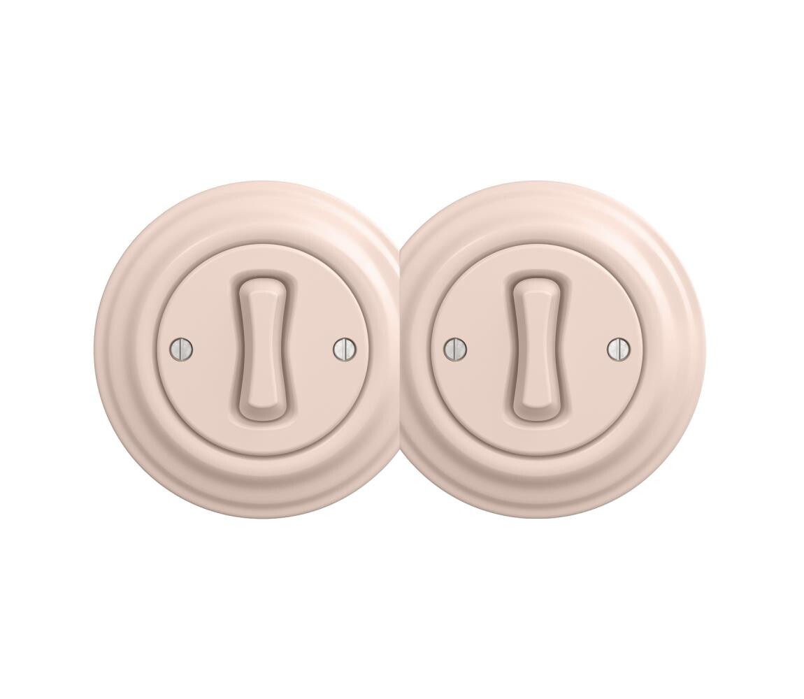 lap - Dvojitý retro jednopólový vypínač s rámečkem č. 1 starorůžová 2xKA0120+2xKA0113