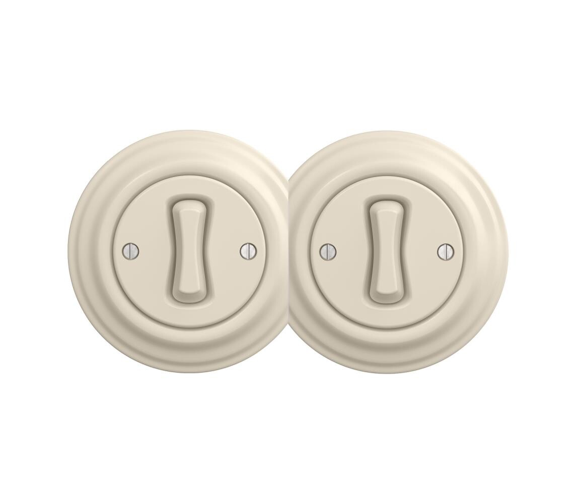 lap - Dvojitý retro jednopólový vypínač s rámečkem č. 1 béžová 2xKA0135+2xKA0128