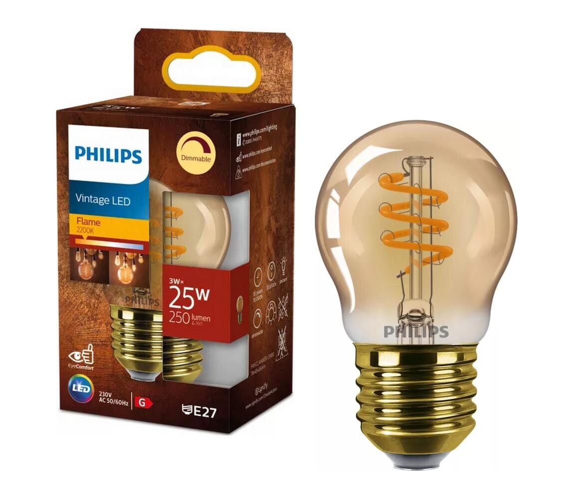 LED Stmívatelná žárovka VINTAGE Philips P45 E27/3W/230V 2200K 8720169191594