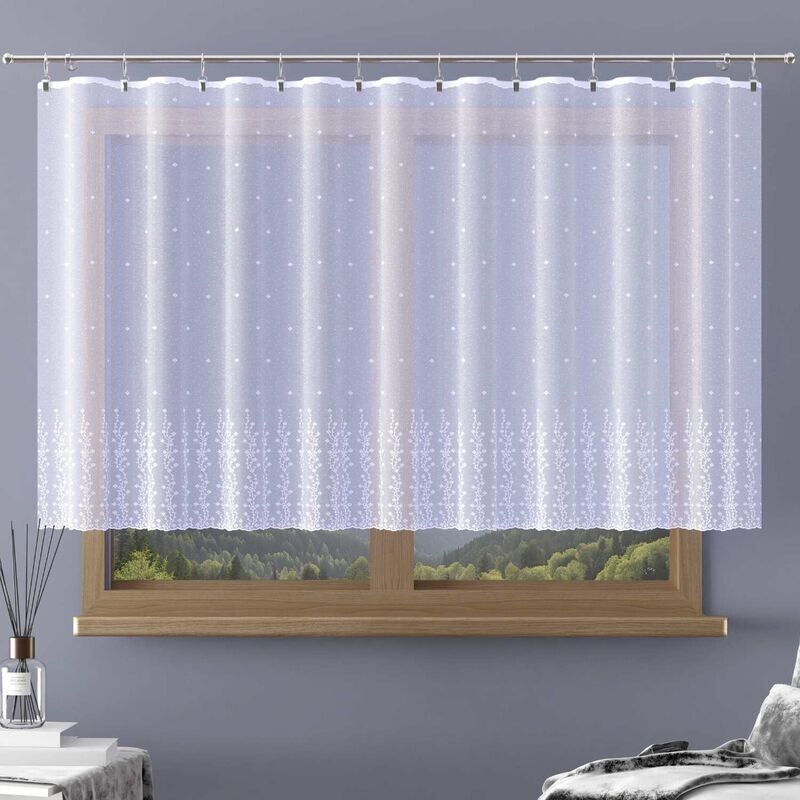 Záclona žakárová, Liana metráž, bílá, 130 cm 130 cm