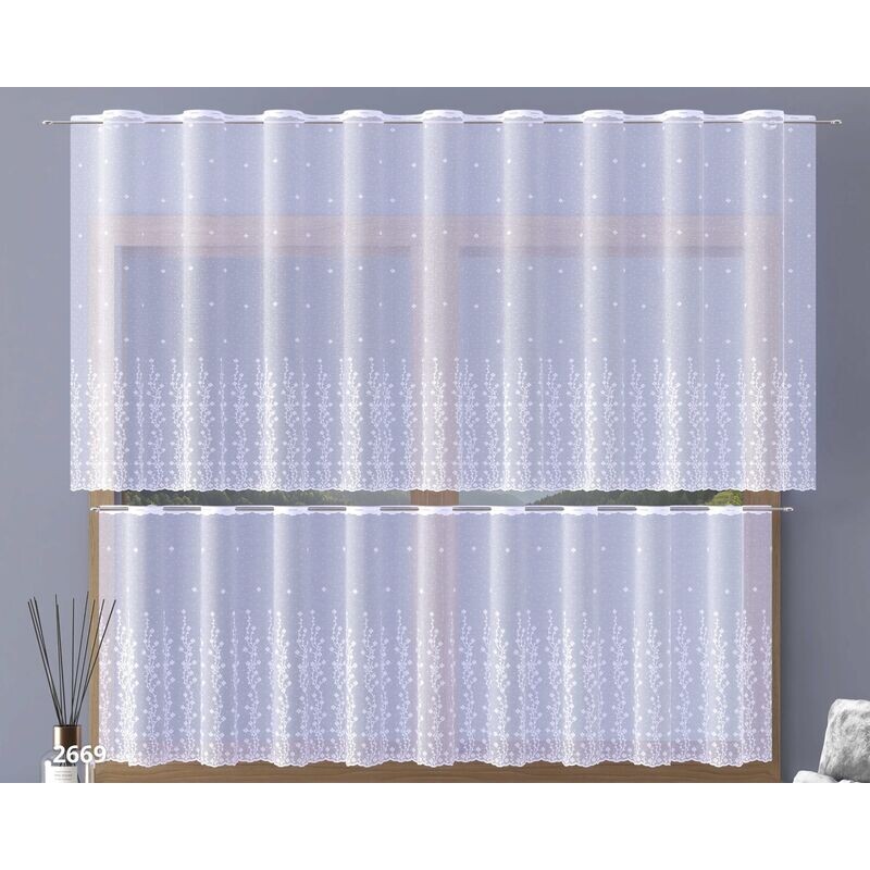 Záclona žakárová, Liana metráž, bílá 55 cm