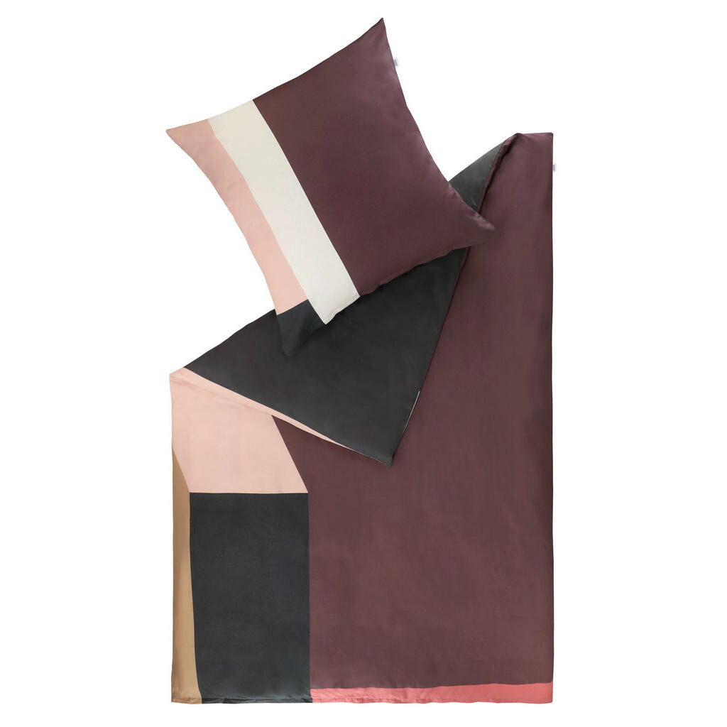Schöner Wohnen OBOUSTRANNÉ POVLEČENÍ, satén, antracitová, krémová, světle růžová, červenohnědá, 155/220 cm