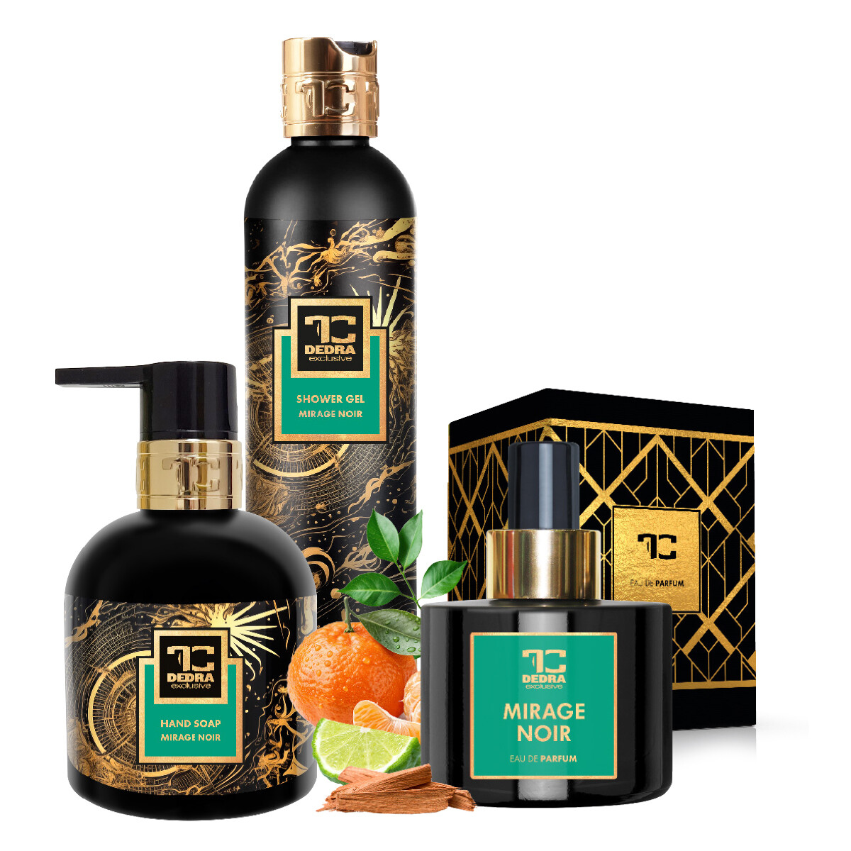 MIRAGE NOIR | valentýnská sada EDP + tekuté mýdlo + sprchový gel | 1+2 ZDARMA