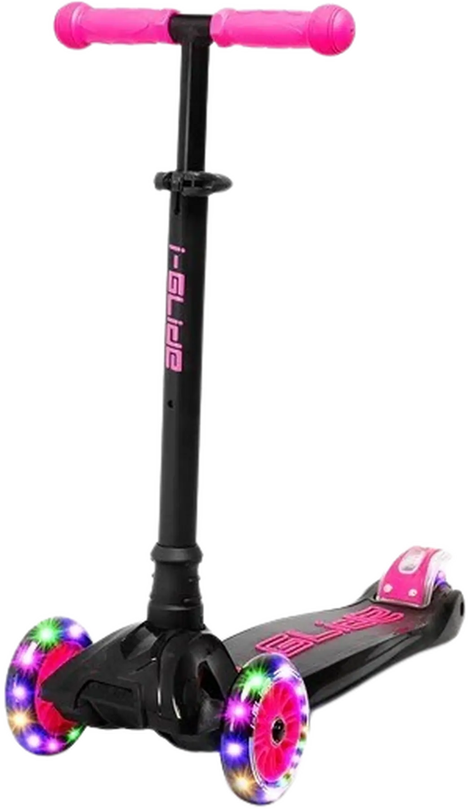 i-Glide - 3 Wheel Kids Scooter LED - Black/Pink - Dětská koloběžka