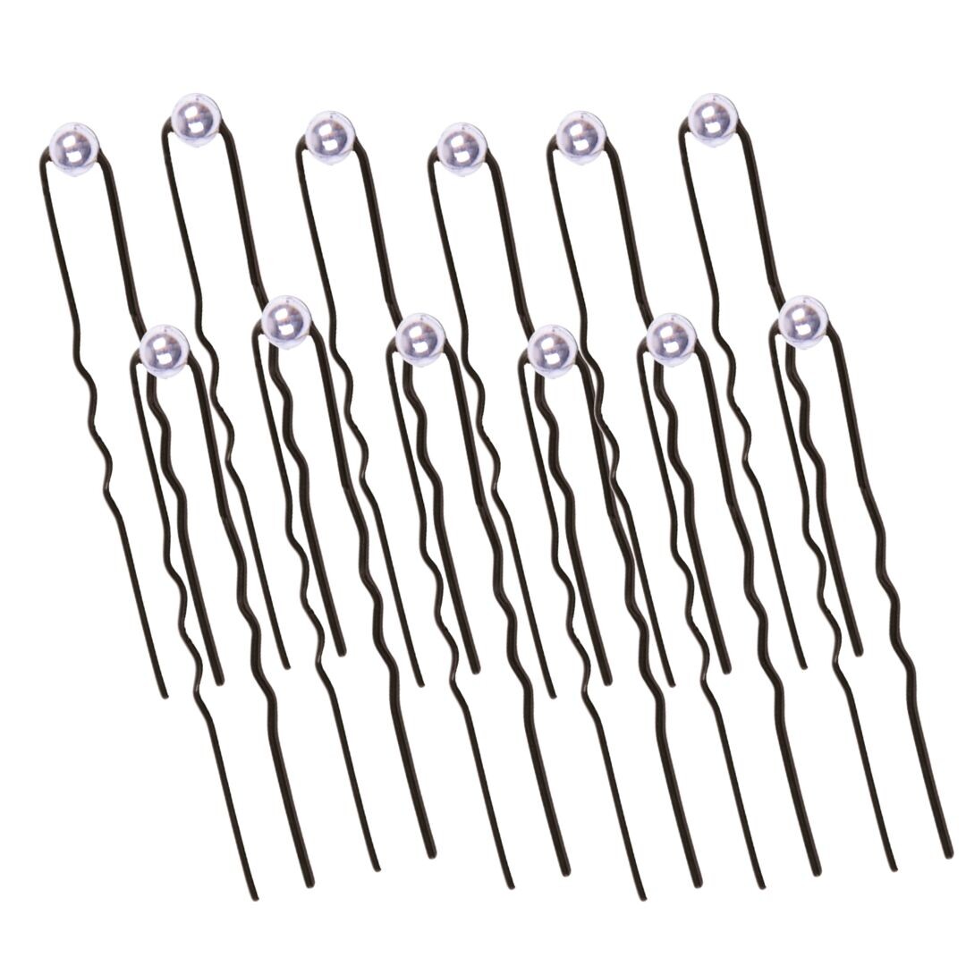 Eurostil Decorative HairPins - vlásenky do vlasů s ozdobou 03123/50 - 12 ks černých vlásenek se 