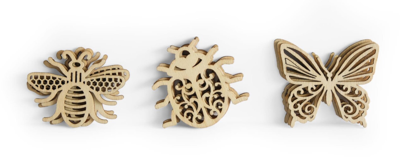 Galeria Papieru Dekorační dřevěné výřezy - hmyz, 9 ks
