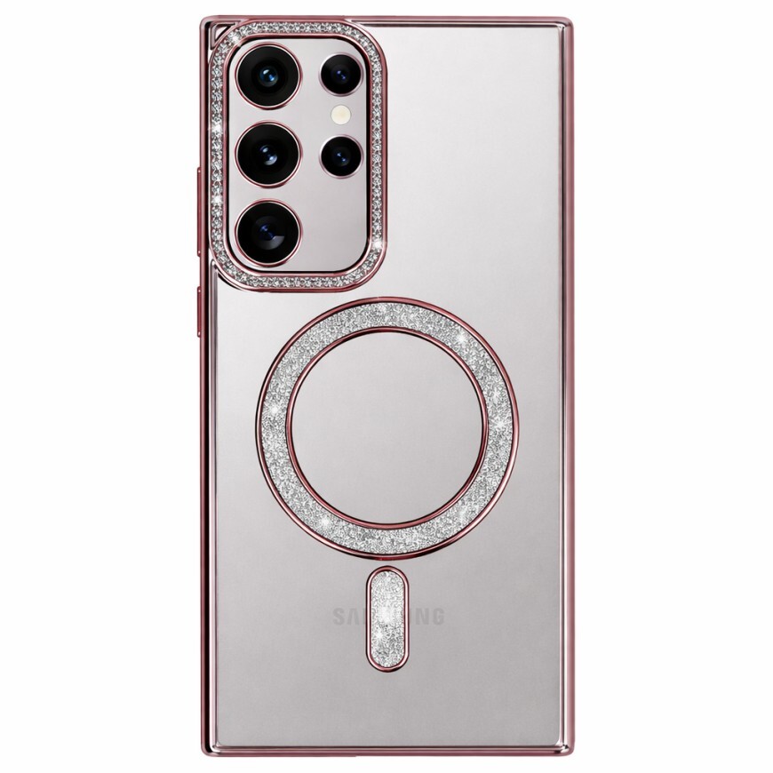 Zadní kryt Bling Magsafe pro Samsung Galaxy S26 Ultra růžový