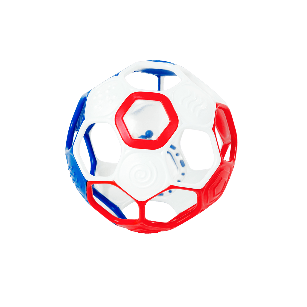 OBALL Hračka RATTLE GOALS™ 10 cm Red, White & Blue 0m+