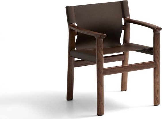 Tmavě hnědá jídelní židle s područkami z jasanového dřeva Jan – Kave Home