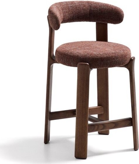 Hnědá/v tmavě přírodní barvě barová židle z jasanového dřeva (výška sedáku 65 cm) Granite – Kave Home