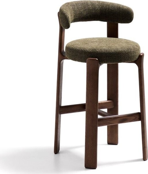 Zelená/v tmavě přírodní barvě barová židle z jasanového dřeva (výška sedáku 75 cm) Granite – Kave Home