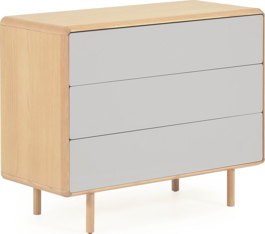 Šedá/v přírodní barvě komoda v dekoru jasanu 99x78,5x42 cm Anielle – Kave Home