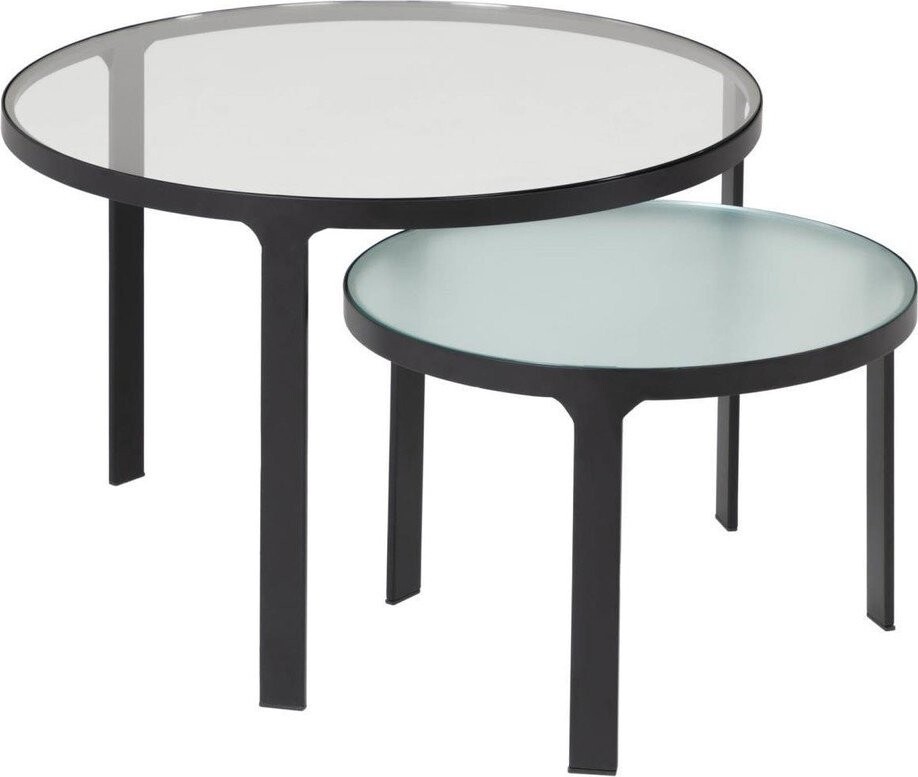 Kulaté odkládací stolky v sadě 2 ks se skleněnou deskou ø 70 cm Oni – Kave Home