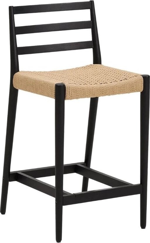 Černá/v přírodní barvě barová židle z dubového dřeva (výška sedáku 65 cm) Analy – Kave Home