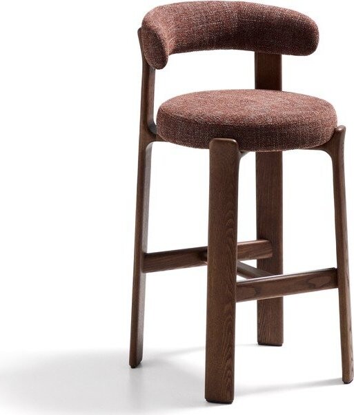 Hnědá/v tmavě přírodní barvě barová židle z jasanového dřeva (výška sedáku 75 cm) Granite – Kave Home