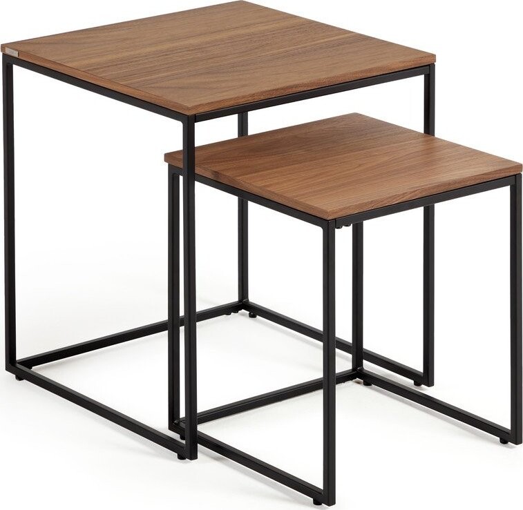 Odkládací stolky v sadě 2 ks s deskou v dekoru ořechového dřeva 45x45 cm Yoana – Kave Home