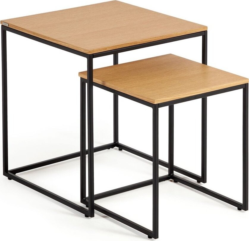 Odkládací stolky v sadě 2 ks s deskou v dubovém dekoru 45x45 cm Yoana – Kave Home