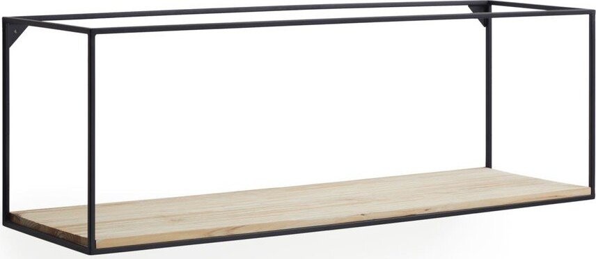 Černá/v přírodní barvě police z jedlového dřeva 90 cm Elisha – Kave Home