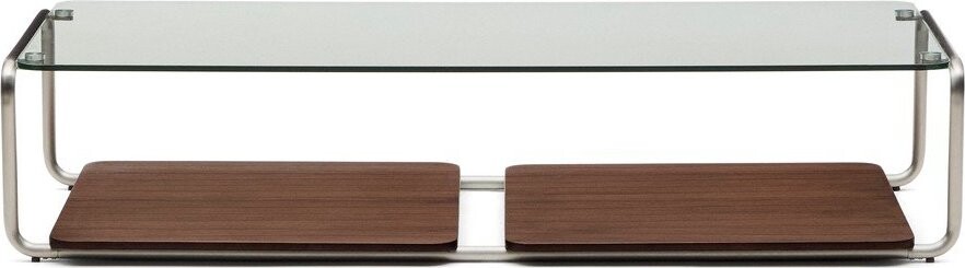 Tmavě hnědý konferenční stolek se skleněnou deskou 60x140 cm Tarsel – Kave Home