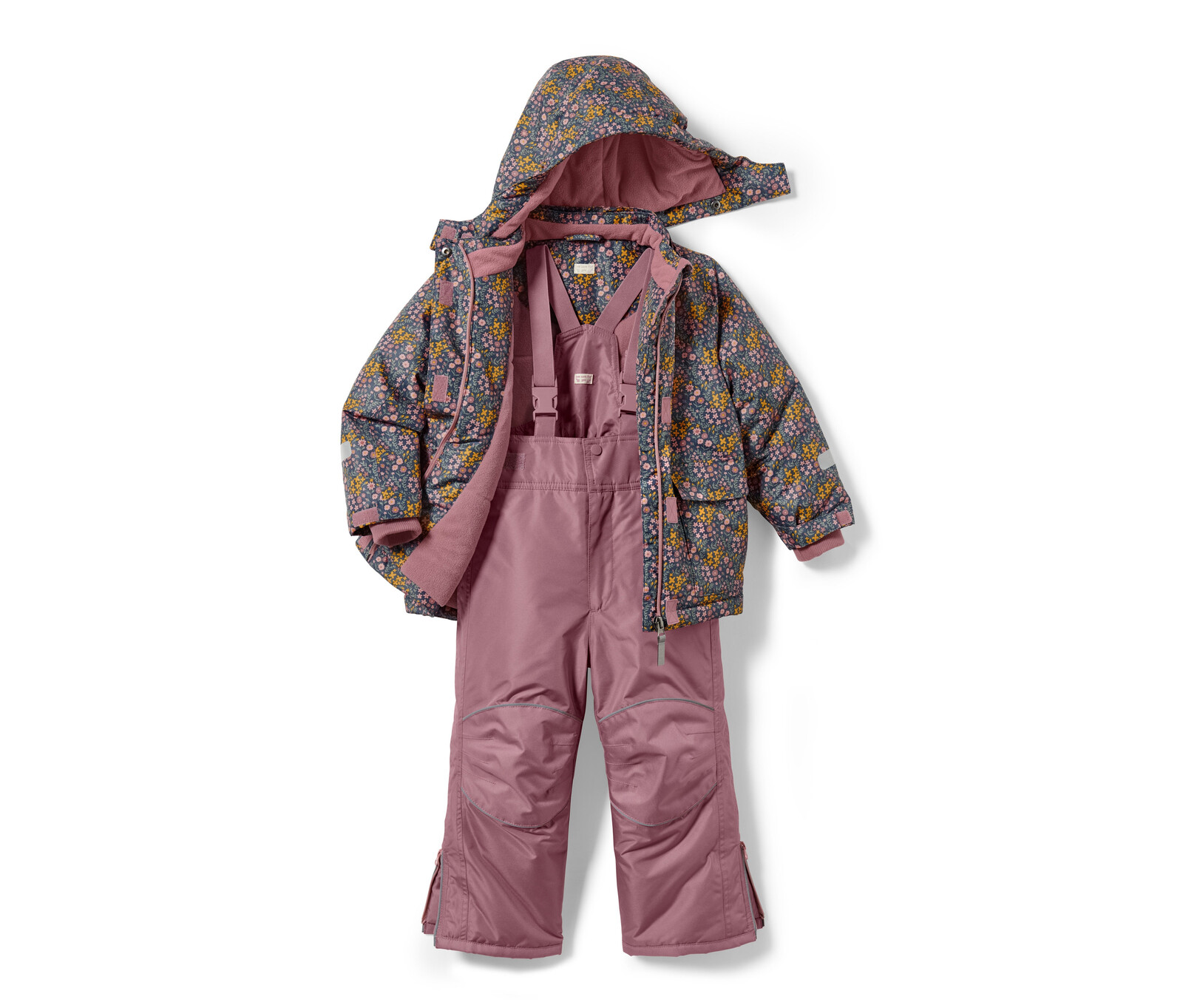 Tchibo - Zimní kombinéza - pro dívky - vel. 98/104 - barva: růžová/květovaný